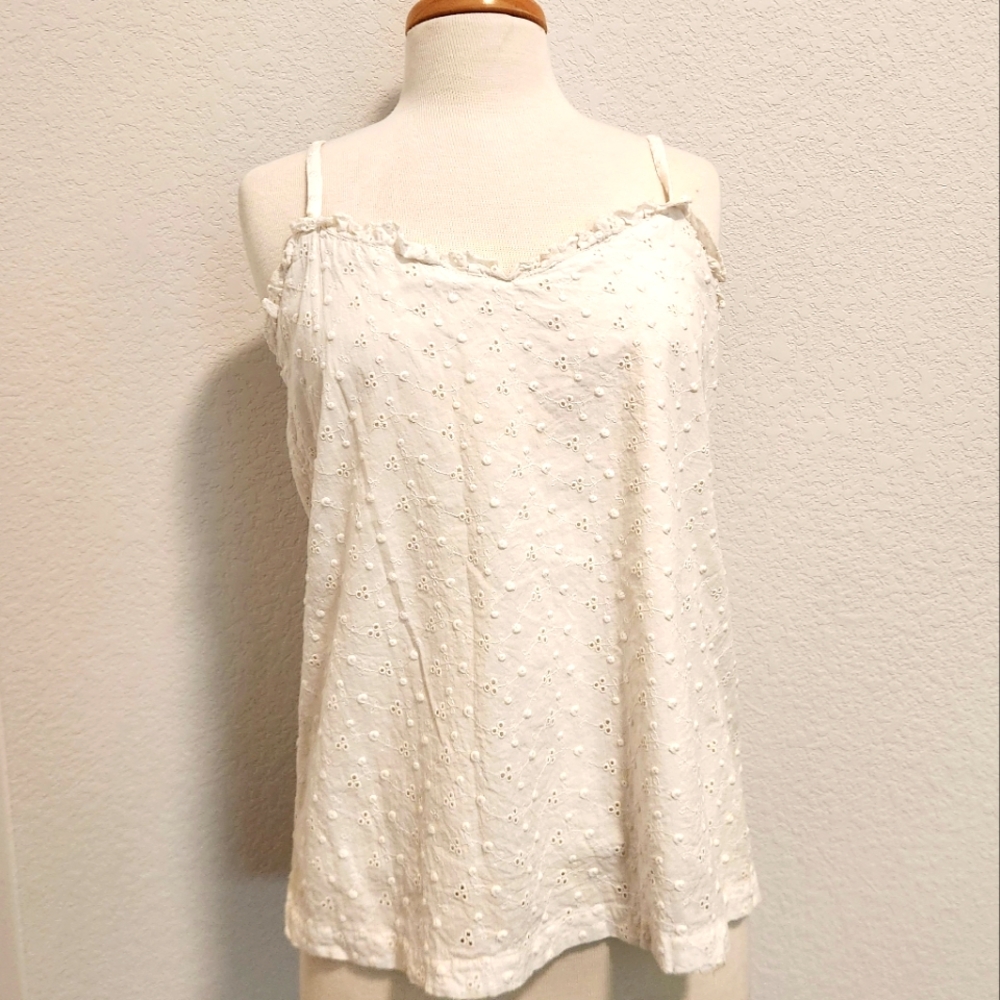 Charming White Eyelet Tank Top